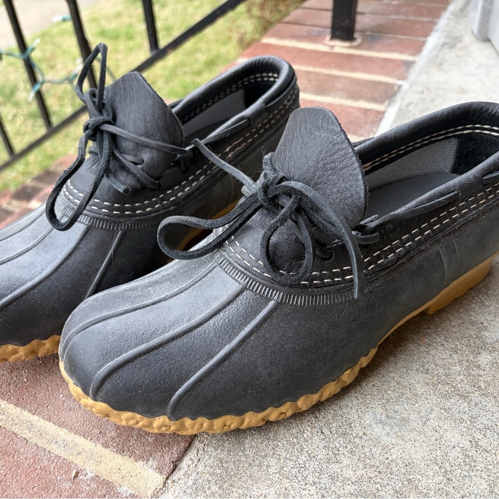 L.L. Bean Black Leather waterproof moc boots